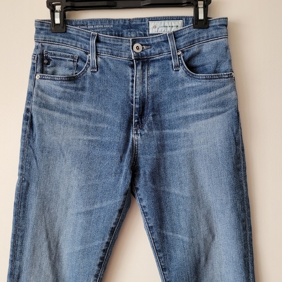 AG Anthropologie High Rise Stevie Straight Ankle Blue Jeans Size 26R - Picture 7 of 16